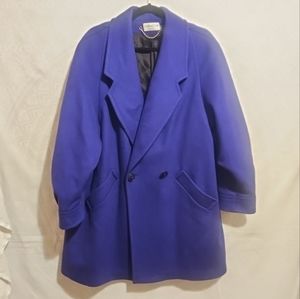 Vintage Ashley Scott Women's 100% Wool Coat Collared Lined Double Breasted USA